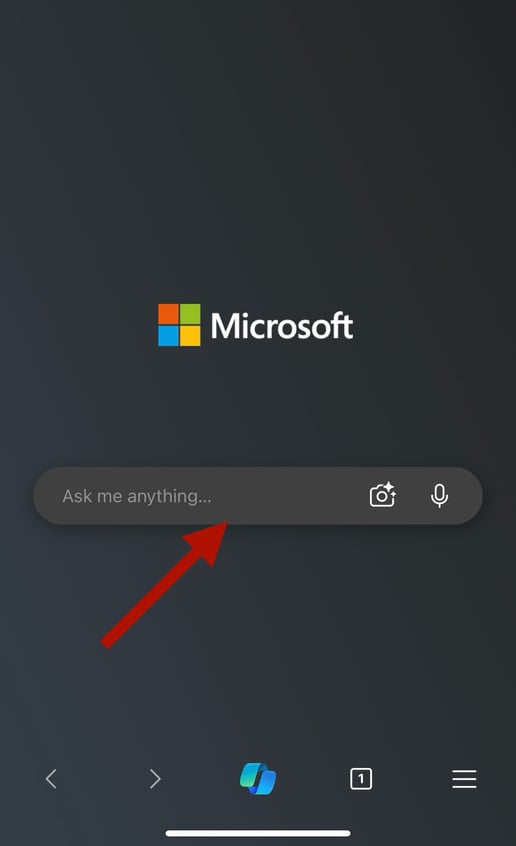 an image of the search bar in Edge