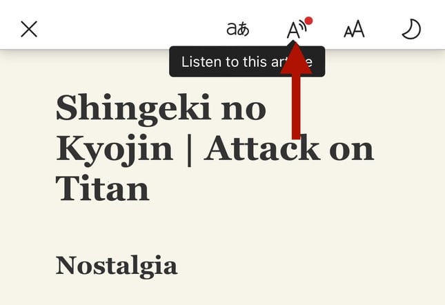 an image of Reader mode in Edge with an icon pointing to the Listen button